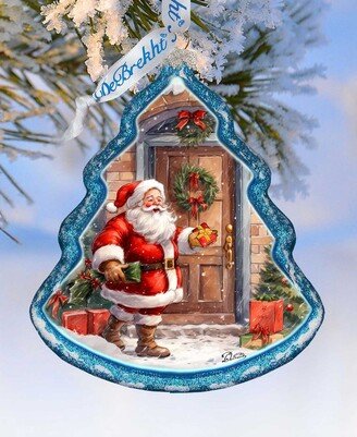 Santa Knocking at the Door Tree Mercury Christmas Glass Ornaments G. DeBrekht