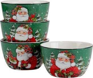 Christmas Lodge Santa 5.25 Ice Cream/Dessert Bowls, Set of 4