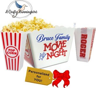 Personalized Popcorn Bucket, Snack Bowl, Family Movie Night, Reusable Popcorn Container, Custom Bag, Christmas Gift For Whole