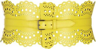 Bustier Belt In Yellow Wave Vienne Leather