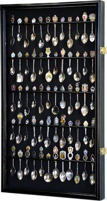60 Spoon Display Case Wall Rack Cabinet Holder Box 98% Uv - Lockable