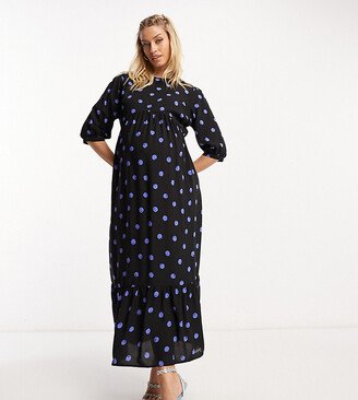 Nobody’s Child Maternity Nobody's Child Maternity Rachel puff sleeve midi dress in blue dot print