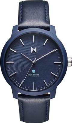 Men's Legacy Solar Quartz Blue Leather Strap Watch 42mm