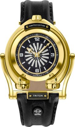 GV2 Triton Swiss Automatic Leather Strap Watch, 49mm