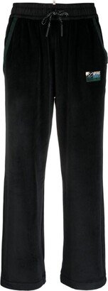 Logo-Patch Velvet-Finish Track Pants