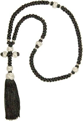 Prayer Rope 100 Knots in Black & Silver Color For Hand Prayers -Rosary Hands Prayer - Komboskini Oblation