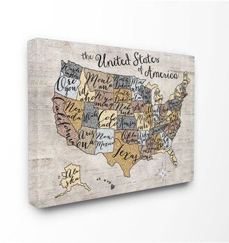 Home Decor United States Map Typography Art Canvas Wall Art, 24 x 30