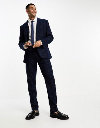 slim suit pants in crosshatch in navy