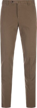 Slim Fit Classic Trousers In Mud Gabardine