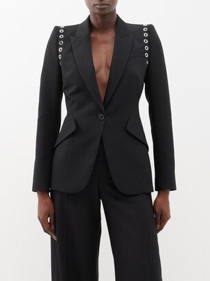 Eyelet-embellished Crepe Suit Jacket