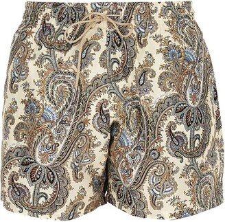 Paisley Printed Drawstring Swim Shorts-AB