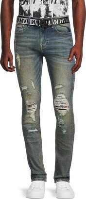 HVMAN Belted Super Skinny Jeans