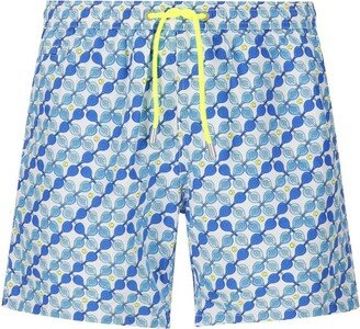 All-Over Printed Drawstring Swim Shorts-AG