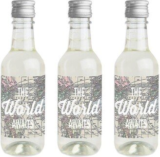 Big Dot Of Happiness World Awaits - Mini Wine Bottle Label Stickers - Travel Themed Favor Gift 16 Ct