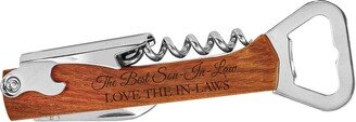 Custom Message The Best Son-In-Law Father's Day Stainless Steel Laser Engraved Beer Bottle Natural Wood Corkscrew Wine Cork Wooden Opener