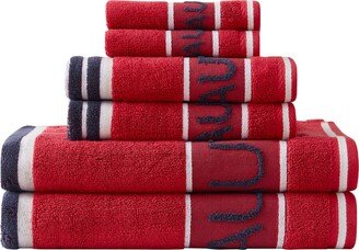 Radar Cotton Terry 6 Piece Towel Set - Nautical Red, Open Seas