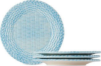 Les-Ottomans Blue Wicker Side Plate Set, 4 pcs