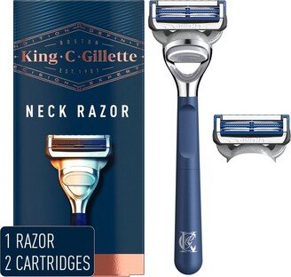 King C. Men's Neck Razor + 2 Razor Blade Refills