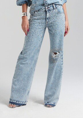 Bronte Wide Leg Crystal Embellished Jean