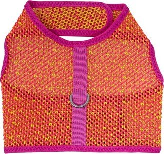 Doggie Design Active Mesh Dog Harness with Leash - Pink & Yellow(X-Large)