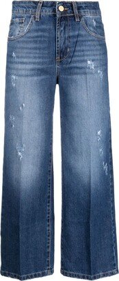 Distressed-Finish Straight-Leg Jeans-AA