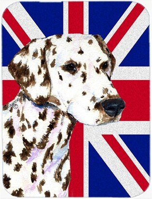 SS4911LCB Dalmatian With English Union Jack British Flag Glass Cutting Board