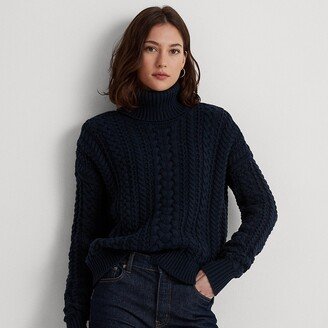 Ralph Lauren Cable-Knit Cotton-Blend Turtleneck-AD