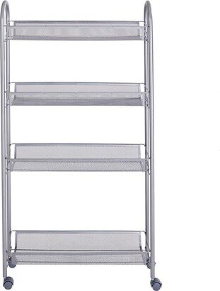 fastbuy 4-Tier Removable Storage Cart Silver / Ivory White