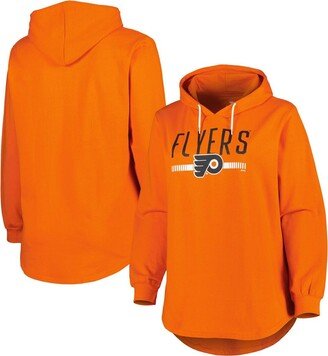 Women's Heather Orange Philadelphia Flyers Plus Size Fleece Pullover Hoodie
