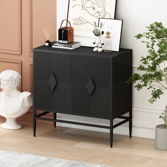 CoolArea Modern 2 Door Wooden Cabinet with Featuring Two tier Storage