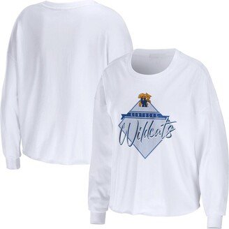 Women's Wear by Erin Andrews White Kentucky Wildcats Diamond Long Sleeve Cropped T-shirt