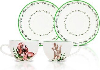 Silver Buffalo Disney Lady and the Tramp Bone China Teacup and Saucer | Set of 2