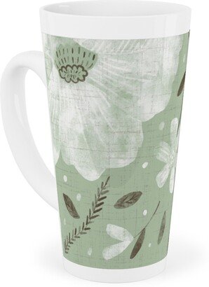 Mugs: Charlotte Floral - Sage Tall Latte Mug, 17Oz, Green