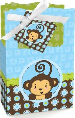 Big Dot of Happiness Blue Monkey Boy - Baby Shower or Birthday Party Favor Boxes - Set of 12