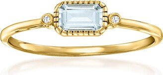 RS Pure by Ross-Simons Bezel-Set Aquamarine Ring With Diamond Accents in 14kt Yellow Gold