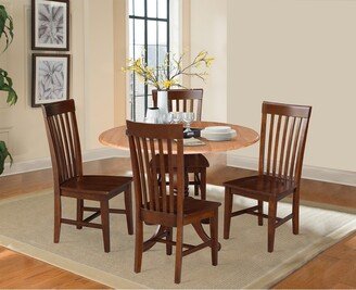 42 in. Drop Leaf Table with 4 Slat Back Dining Chairs - 5 Piece Set