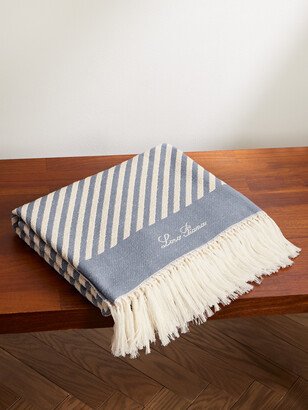 Moai Fringed Striped Cotton-Bouclé Beach Towel