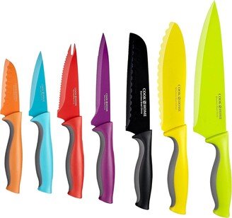 7-Piece with 7 -Sheaths Color Coated Carbon Stainless Steel Knife Set