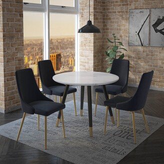 5pc Dining Set - White Table with Black Chair