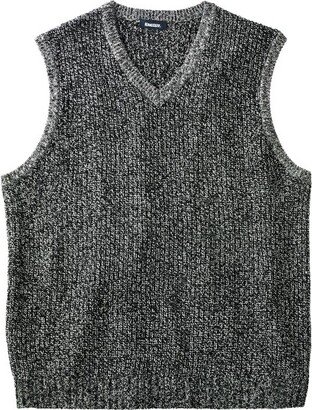 KingSize Men' Big & Tall Shaker Knit V-Neck Sweater Vet - Big - XL, Black Marl