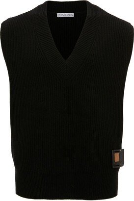 Sim Card Patch Sleeveless Sweater