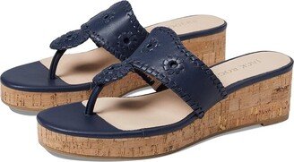 Jacks Mid Wedge Cork (Midnight Navy/Midnight Navy) Women's Shoes