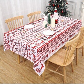 Christmas Tree Deer Pattern Holiday Decor Tablecloth