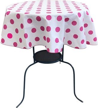 Round Poly Cotton Print Tablecloth | Polka Dot Fuchsia On White. Choose