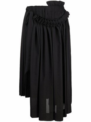 Gathered Pleated Mid-Length Skirt