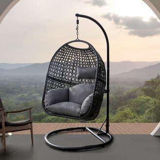 TiramisuBest Balcony Hanging Wicker Basket Chair, 300 LBS Capacity for Home