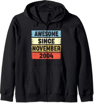 19 Birthday Ideas by Birnux 19 Years Old Awesome Since November 2004 19th Birthday Zip Hoodie