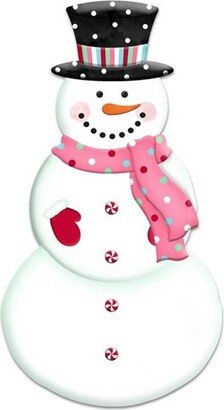 12In Metal Embossed Scarf Snowman Pink