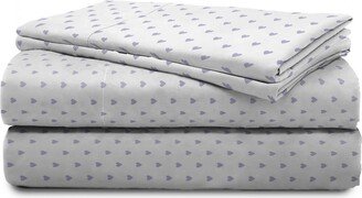 Saturday Park Purple Hearts 100% Organic Cotton Twin Sheet Set