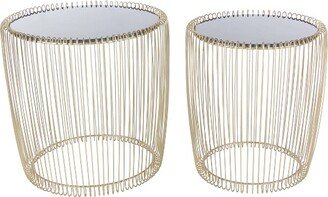 Set of 2 Metal and Glass Round Accent Tables Gold - Olivia & May